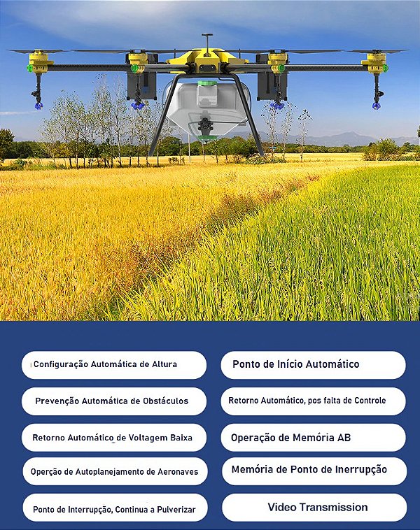 Drone 8-eixos 60 KILOS - Pulverizador Agrícola multi-eixo - Elétrico
