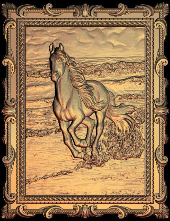 Arquivos STL para modelos 3d cnc gravura, router (4 peças) CAVALO CORRENDO