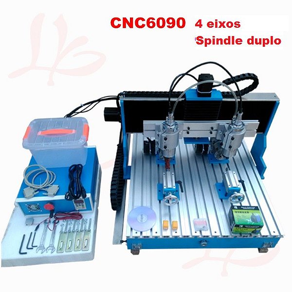 CNC 6090 800 W 4 eixos CNC router eixo duplo para a madeira, metal, máquina de gravação de moagem de corte de alumínio