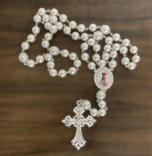Terço noiva pérolas Nossa Senhora de Fátima