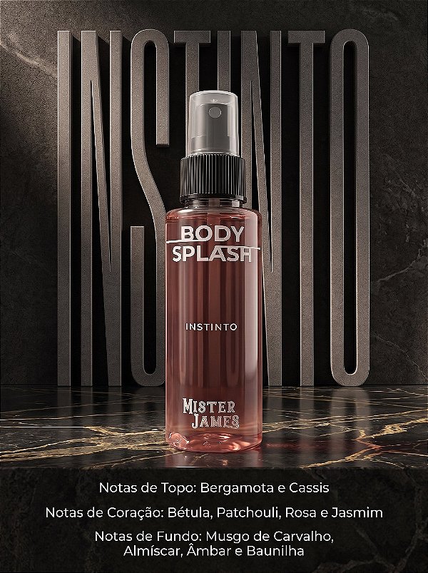 INSTINTO - Body Splash Masculino - Amadeirado, Cítrico e Frutado - 100ml