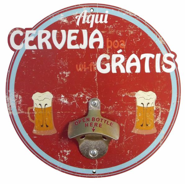 Abridor de Garrafas Parede Cerveja Grátis
