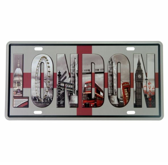 Placa de Metal Relevo London