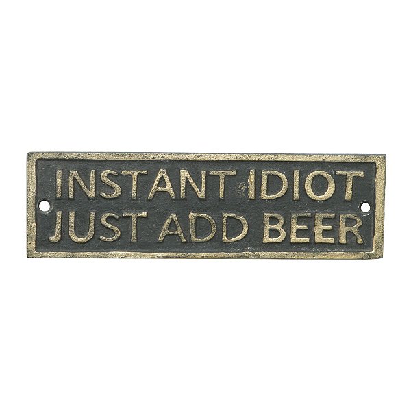 Placa Ferro Instant Idiot Cor Preto 19x11,5cm