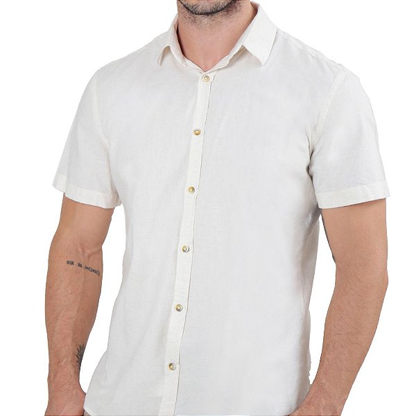 Camisa de Linho Slim Fit Areia