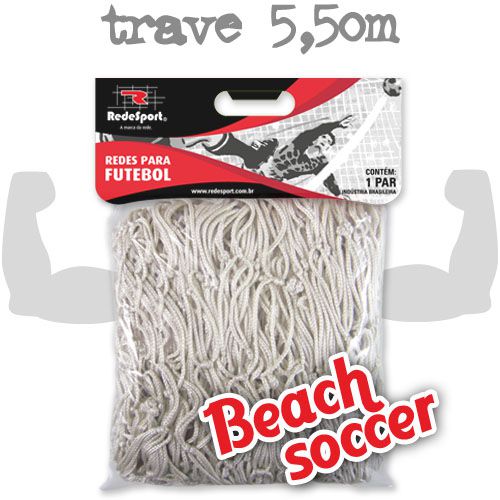 Rede para Gol Trave Beach Soccer / Futebol de Areia 5,50m Poliester - Tipo Véu (par)