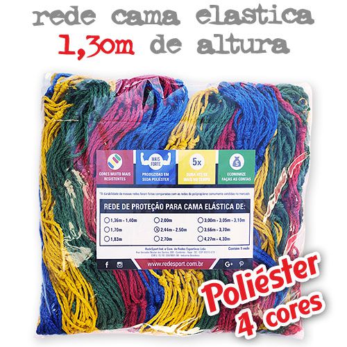 Rede de Proteção Colorida Lateral para Cama Elástica 1,30m de altura - (Poliéster 4 cores)