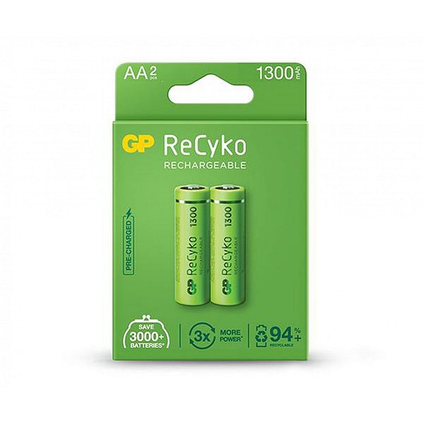Pilha Recarregável GP ReCyko c/ 2 AA NiMH 1300mAh 1,2V GP