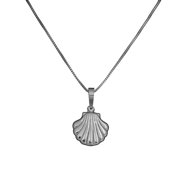 Colar Prata 60CM com Pingente Concha de Compostela Feito na Montanha