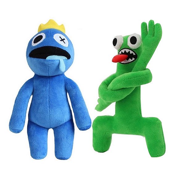 Kit Pelúcia Boneco Azul Babão e Verde Roblox Rainbow Friends