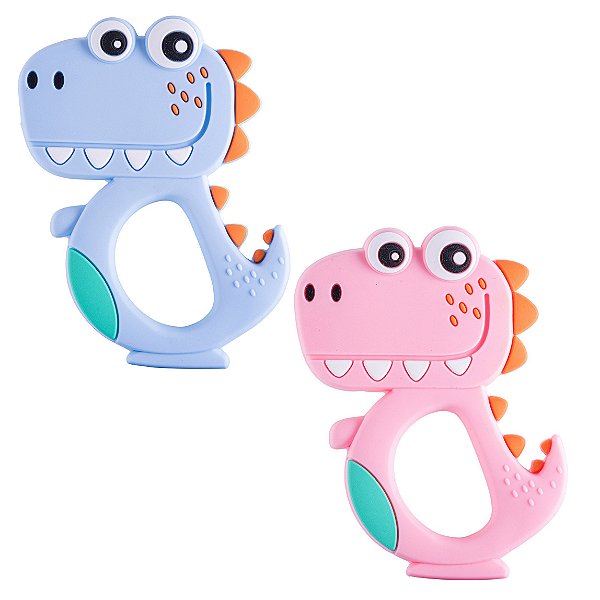 Mordedor Bebê Silicone Massageador Gengiva Dino