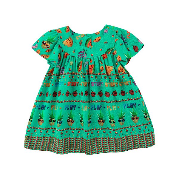 Vestido Bebê Menina Estampa Abacaxis