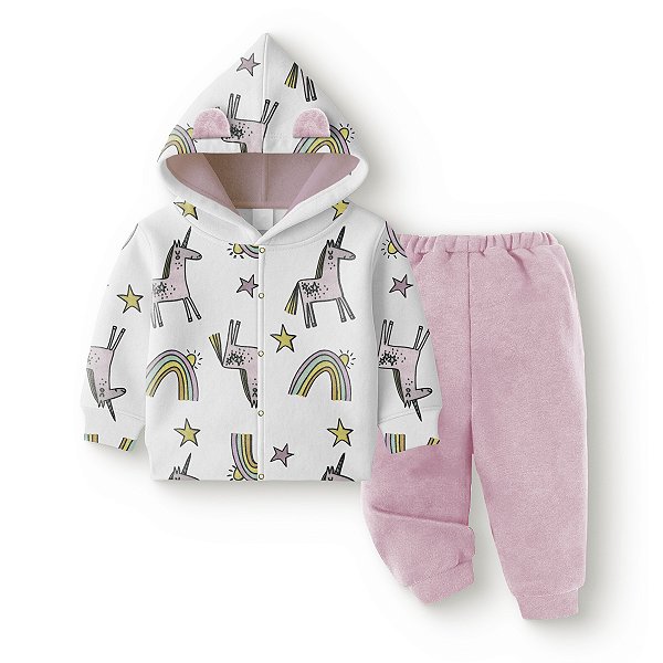 Conjunto Quentinho e Fofo com Capuz Unicórnio Soft