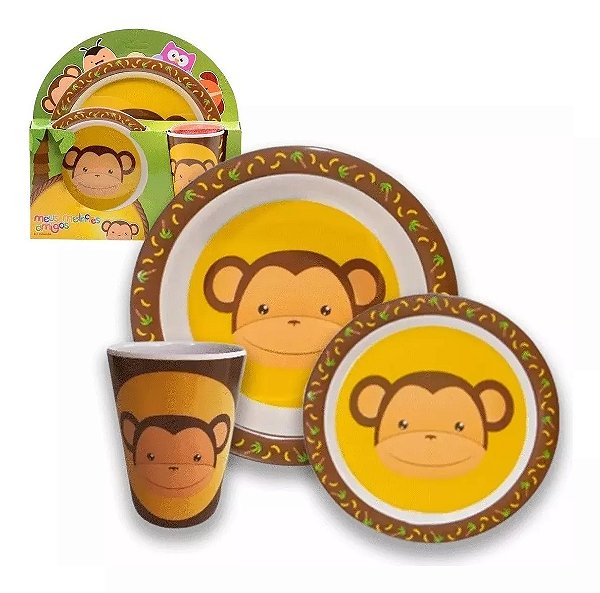Kit Alimentação Infantil 3 Peças Macaquinho
