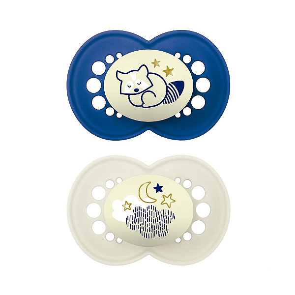 Kit C/ 2 Chupetas Mam Original Night - Brilha no Escuro - 6+M