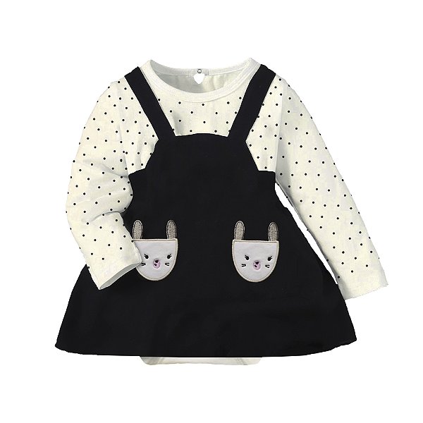 Romper Jardineira Bebê Menina Coelhinha