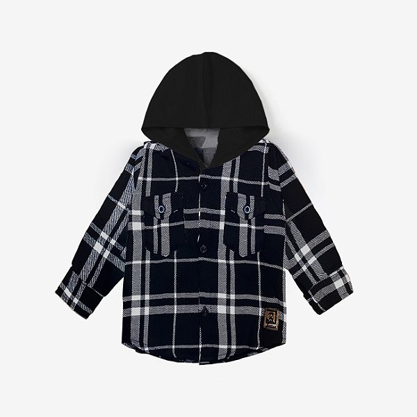 Camisa Infantil Xadrez Flanela com Capuz