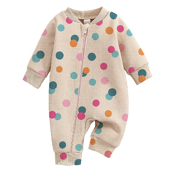 Macacão Bebê Menino e Menina Bolinhas em Linho