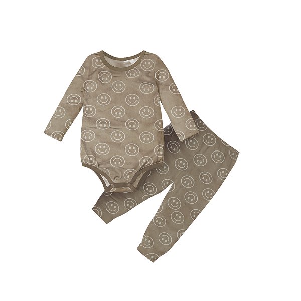 Conjunto Calça e Body Bebê Menino Plush Smile