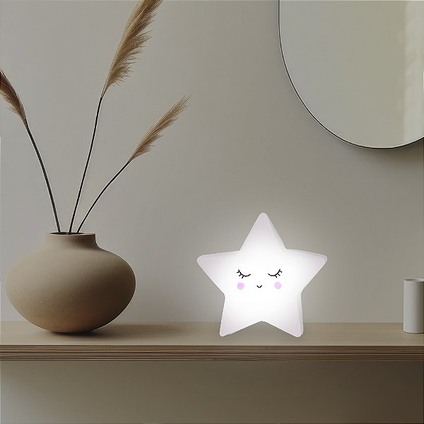 Luminária Abajur Estrela Branca Luz Noturna Infantil Led