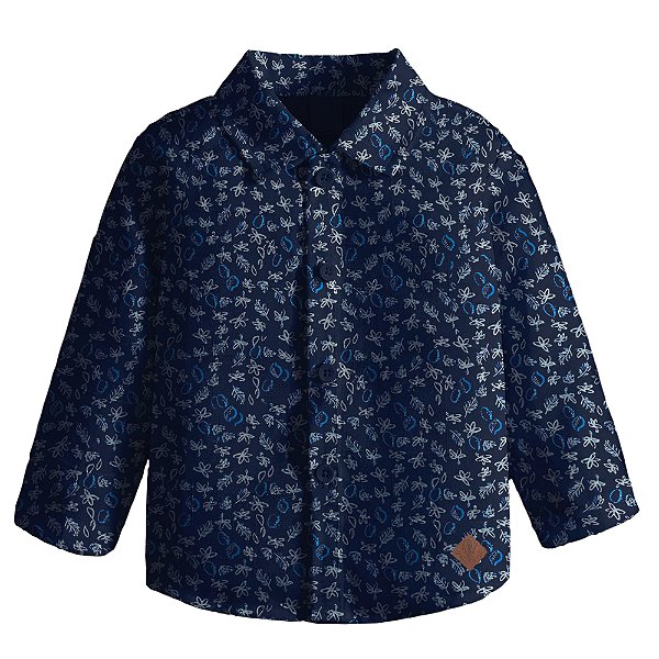 Camisa Infantil Social Manga Longa Azul Marinho Florida