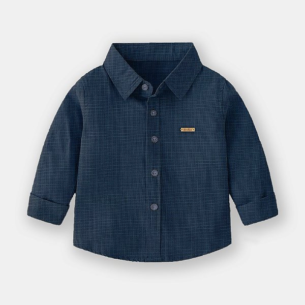 Camisa Infantil Social Manga Longa Azul Escuro