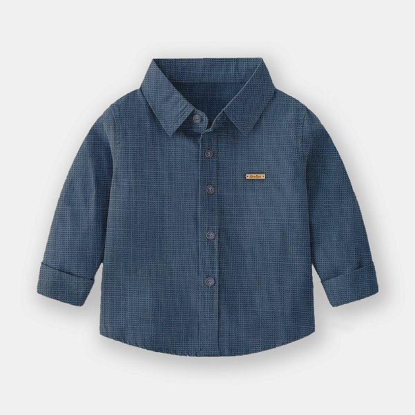 Camisa Infantil Social Manga Longa Azul Acinzentado