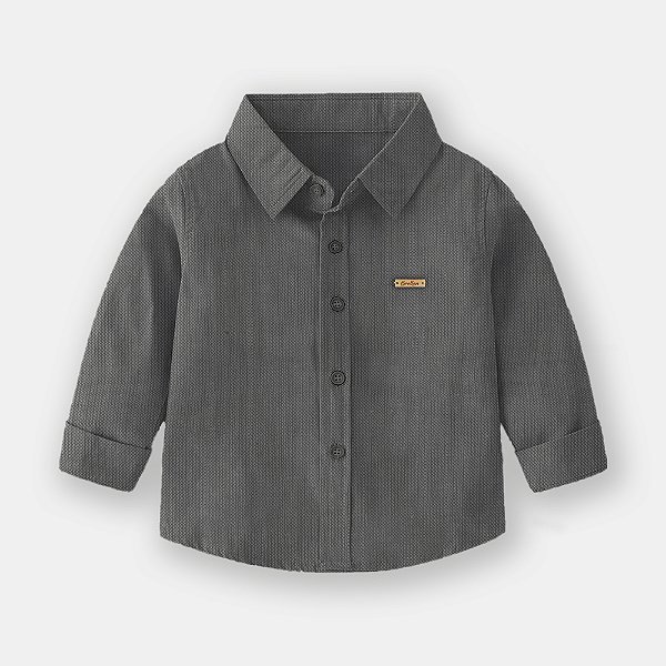 Camisa Infantil Social Manga Longa Cinza