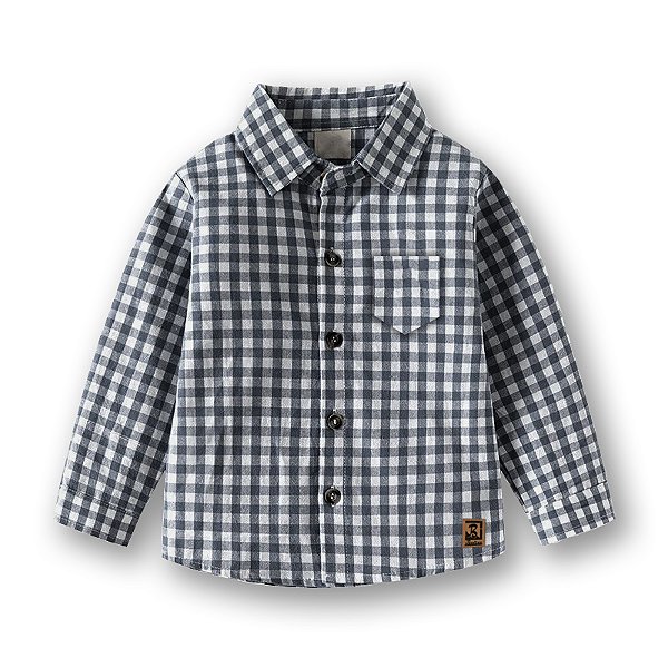 Camisa Infantil Social Manga Longa Xadrez Preta