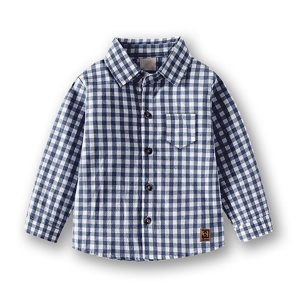 Camisa Infantil Social Manga Longa Xadrez Azul