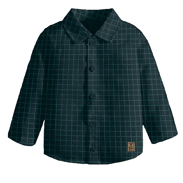 Camisa Infantil Social Manga Longa Quadriculado Azul