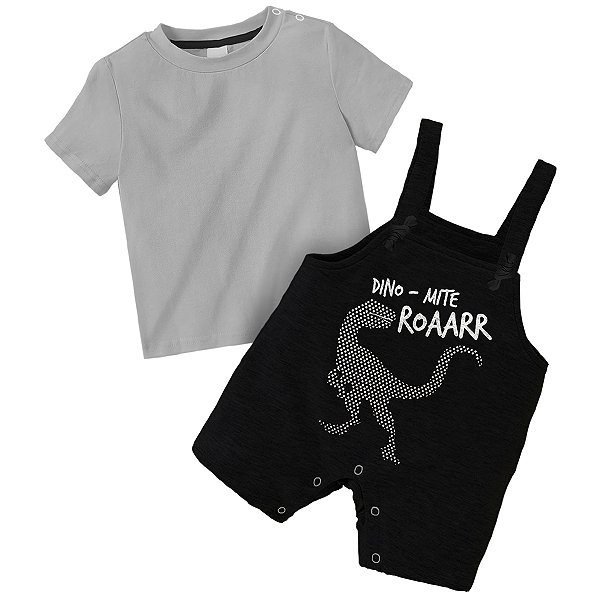 Conjunto Bebê Menino Camiseta e Jardineira Dinossauro