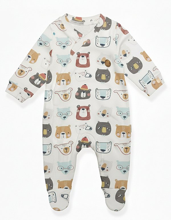 Macacão Bebê Suedine 100% Algodão com Zíper Invisível Ursinhos- Antialérgico, Macacão Infantil Recém-Nascido Confortável Estampado