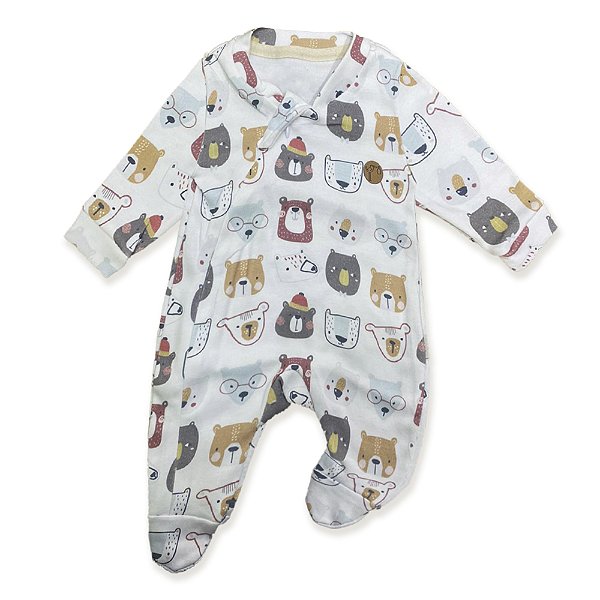 Macacão Bebê Suedine 100% Algodão Ursos