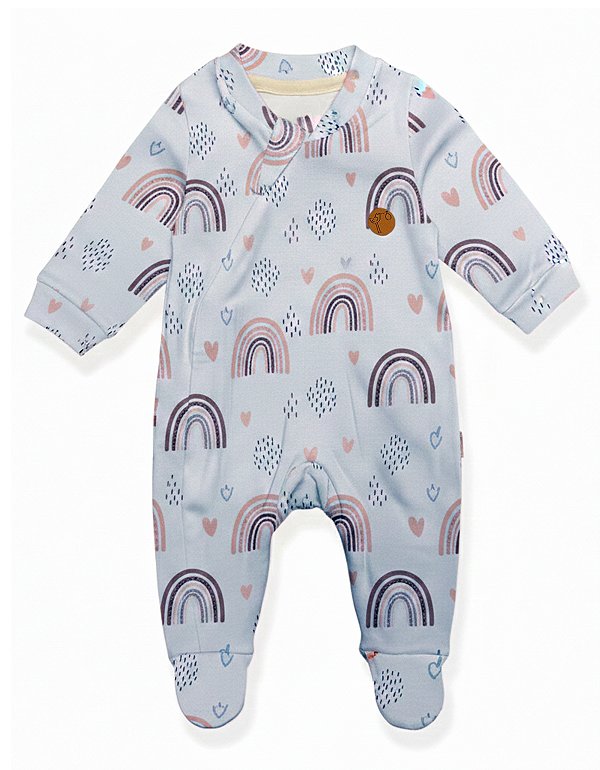 Macacão Bebê Suedine 100% Algodão com Zíper Invisível Estampado- Antialérgico, Macacão Infantil Recém-Nascido Confortável Estampado