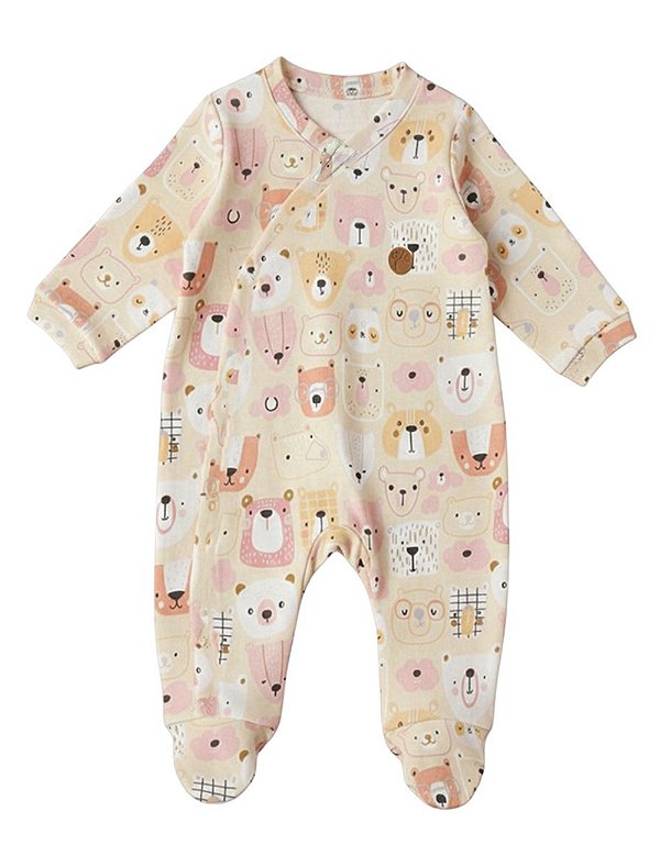 Macacão Bebê Suedine 100% Algodão com Zíper Invisível- Antialérgico, Macacão Infantil Recém-Nascido Confortável Estampado