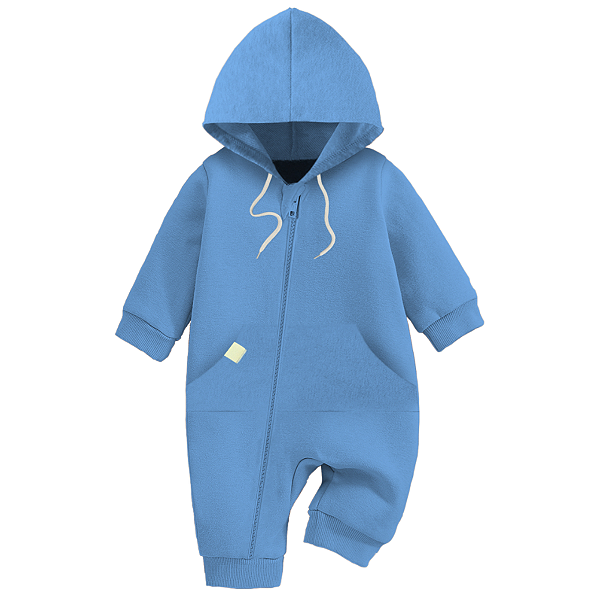 Macacão Bebê Menino Essentials com Capuz Azul Claro