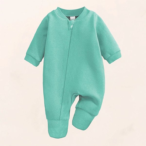 Macacão Bebê 100% Algodão Vira Pé Verde – Conforto para Recém-Nascido | Enxoval Dubaby