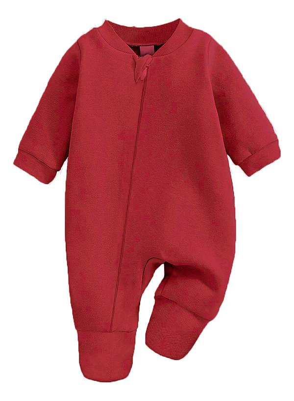 Macacão Bebê 100% Algodão Vira Pé Vermelho – Conforto para Recém-Nascido | Enxoval Dubaby