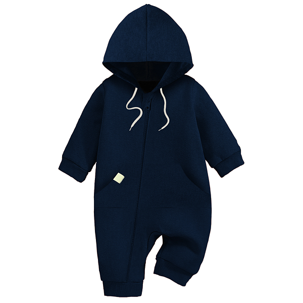 Macacão Bebê Menino Essentials com Capuz Azul Marinho