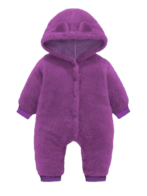 Macacão Teddy Ursinho Pelúcia Fofura Violeta