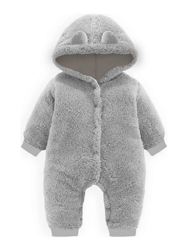 Macacão Teddy Ursinho Pelúcia Fofura Cinza