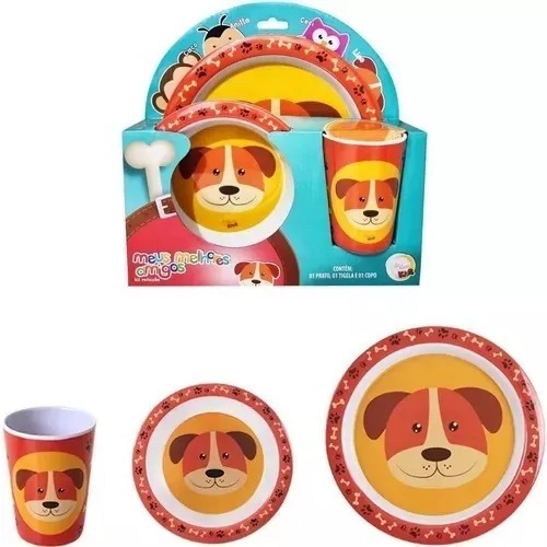 Kit Alimentação Infantil 3 Peças Cachorrinho