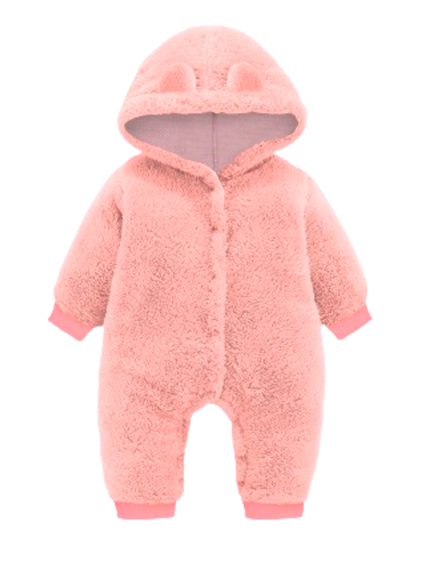 Macacão Teddy Ursinho Pelúcia Rosa Claro Fofura