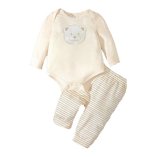 Conjunto Bebê Body Ursinho e Calça com Aplique