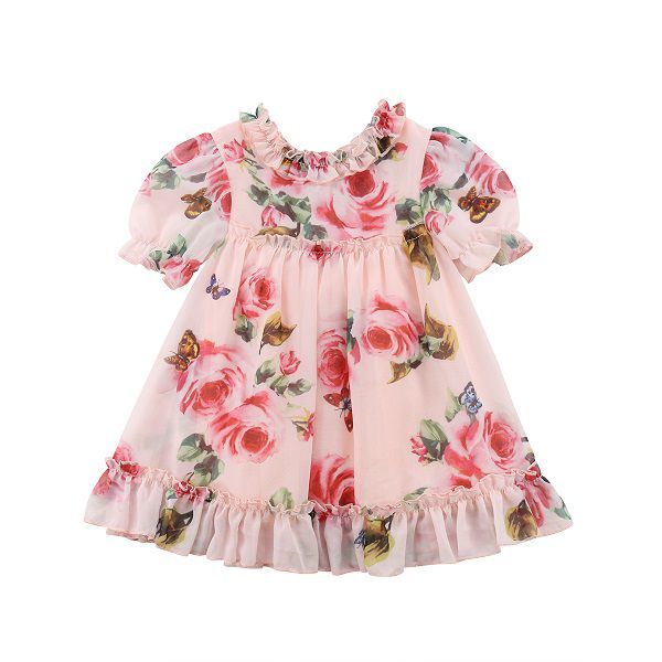 Vestido Infantil Floral em Chiffon