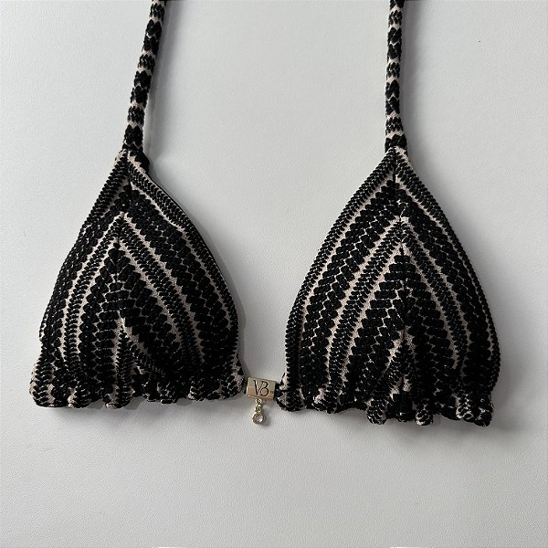 Cortininha com Bojo Maleável Croche preto (CALCINHA NÃO INCLUSO)