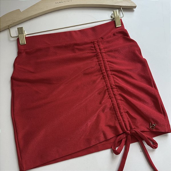 Saia Franzida tecido Capri Vermelho ( valor somente da saia )
