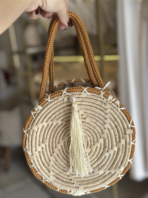 Bolsa redonda palha natural resort