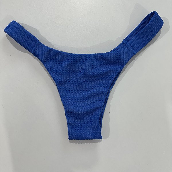 Calcinha Fita Lateral Larga fio duplo Shine azul 013 (BUSTO NÃO INCLUSO)